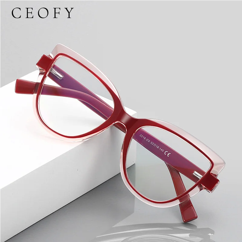 Ceofy Women Fashion Cat Eye Myopia Eyeglasses Frame Optical Vintage Prescription Glasses Frame New Arrival 2001