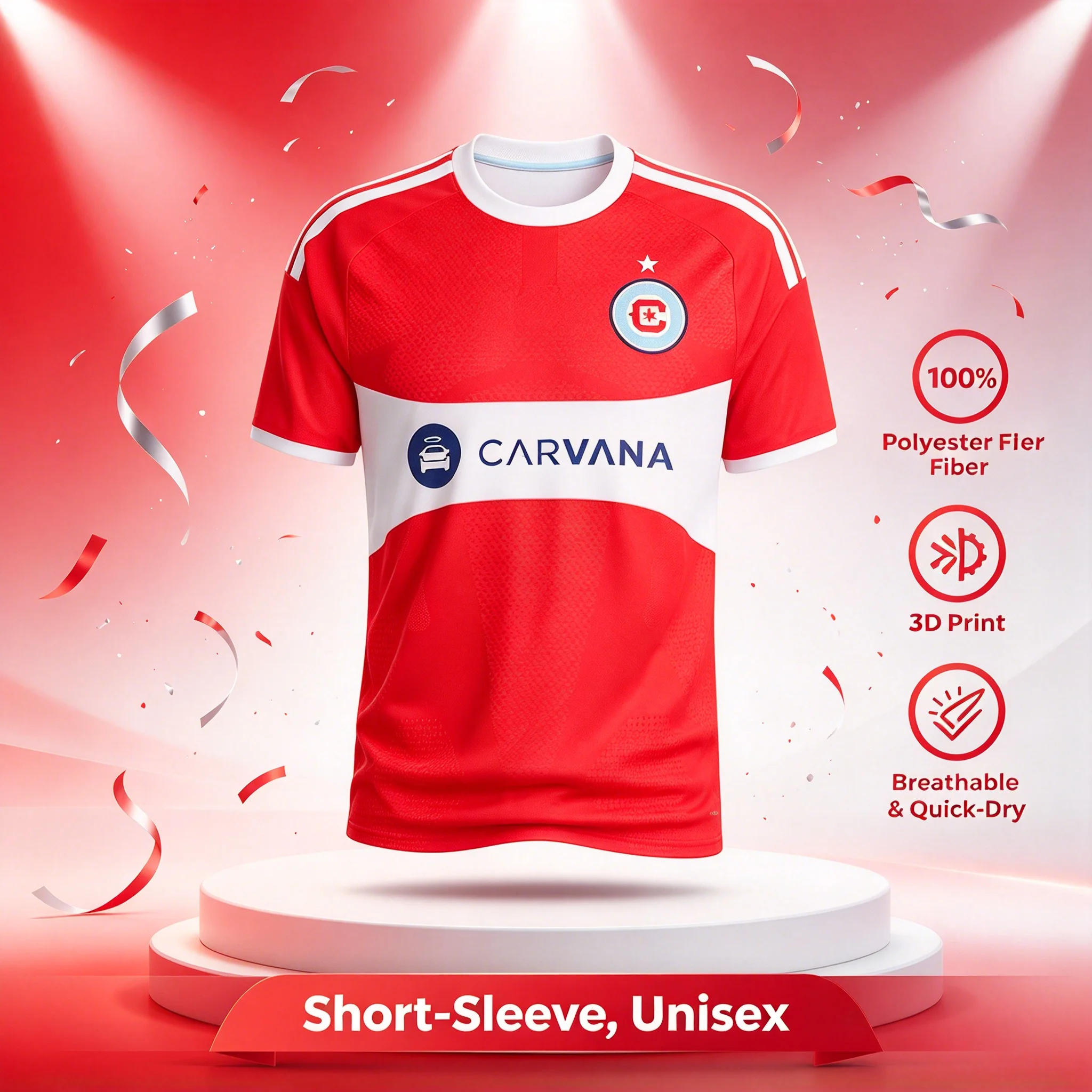 26-27 Chicago Fire Family Soccer Suit Men's Short Sleeve 3D Printed Quick Drying Fan Edition Sportswear Motorcycle Family Wear