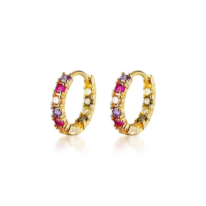 Modian Hot Sale 925 Sterling Silver Gold Color Geometric Hoop Earring for Women Luxury Wedding Engagement Statement Jewelry
