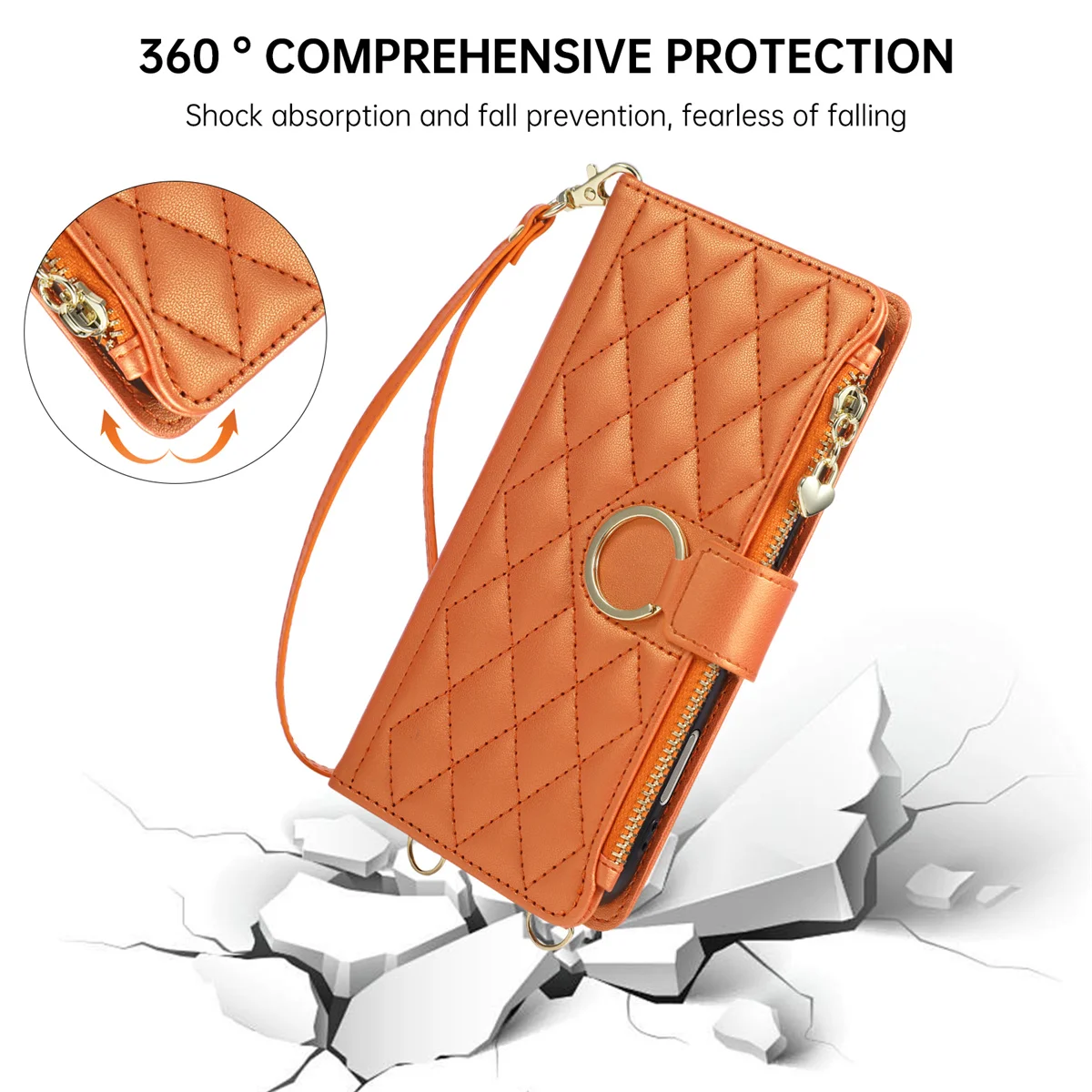 Crossbody Leather Wallet Card Slots Phone Case for IPhone 17E 16E Air 17 16 15 Plus 14 13 12 11 Pro Max Bracket Protect Cover