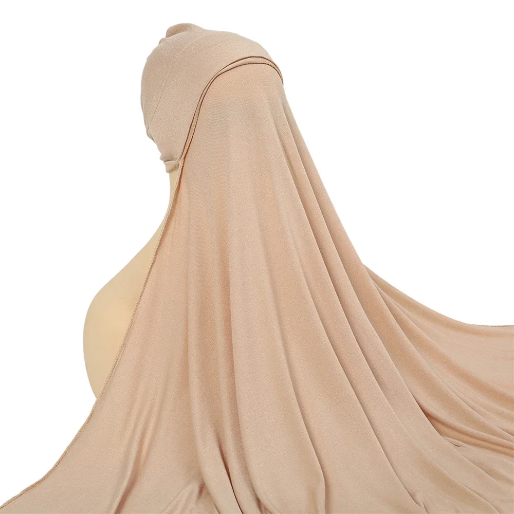 Moslim Vrouwen Chiffon Hijab Sjaal Met Jersey Underscarf Cap Islam Innerlijke Caps Hoofddoek Stretch Hijab Cover Headwrap Turbante
