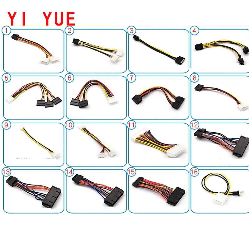 PC Computer 4Pin IDE Molex Female to 10/12/15Pin SATA Male F/M Adapter Power Cable Cord 20cm 18AWG