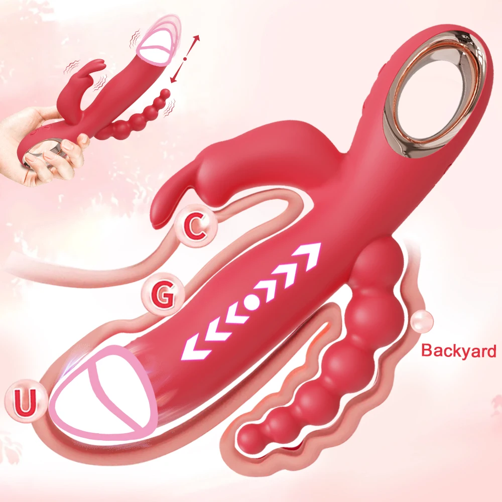 Rabbit Thrusting Vibrator for Woman 3in1 G Spot Clitoris Stimulator Vagina Massager Female Masturbator Backyard Anal Sex Toy 18+