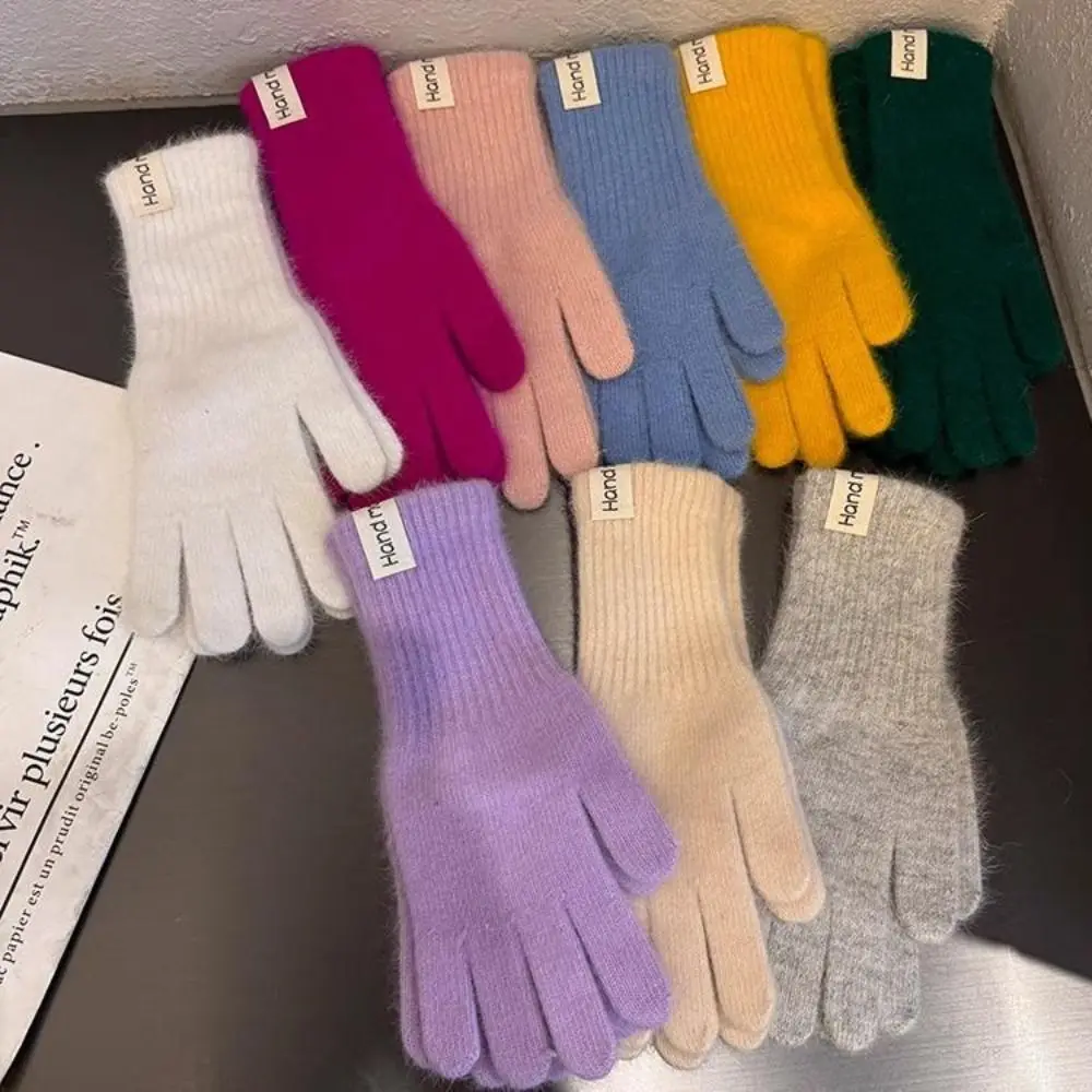 Breathable Warm Flannel Gloves Touch-screen Faux Fur Winter Women Gloves Cold-proof Comfortable Full Finger Mittens Daily Use