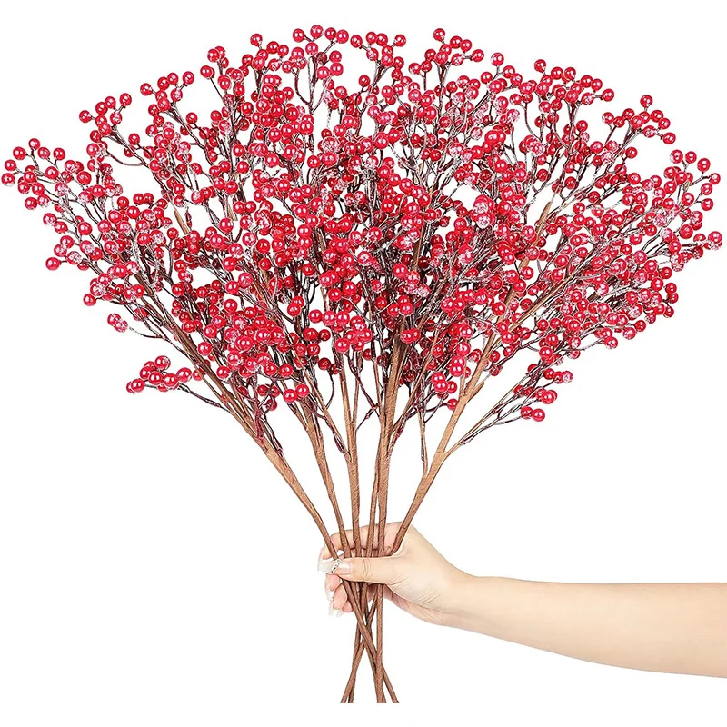 

1Pcs Foam Artificial Red Berry Christmas Long Red Berry Branch Christmas Tree Decoration Christmas Flower Arrangement Vase Decor