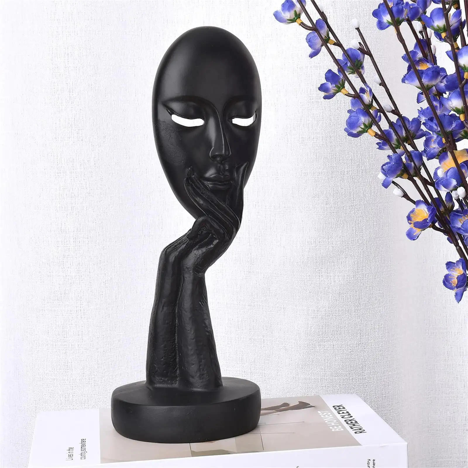 

1 PC Face Statue Home Accessories, Bookshelf Crafts Unique and Durable Nordic Abstract Thinker Thinking Lady Mask Statue.