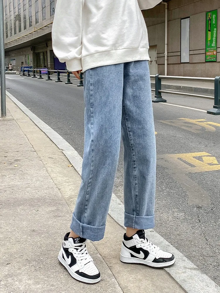 

Light Wa High Waist Wide Leg Jeans Women plus Size Versatile Straight Leg Pants Spring Autumn New Sle Big Size Fat MM