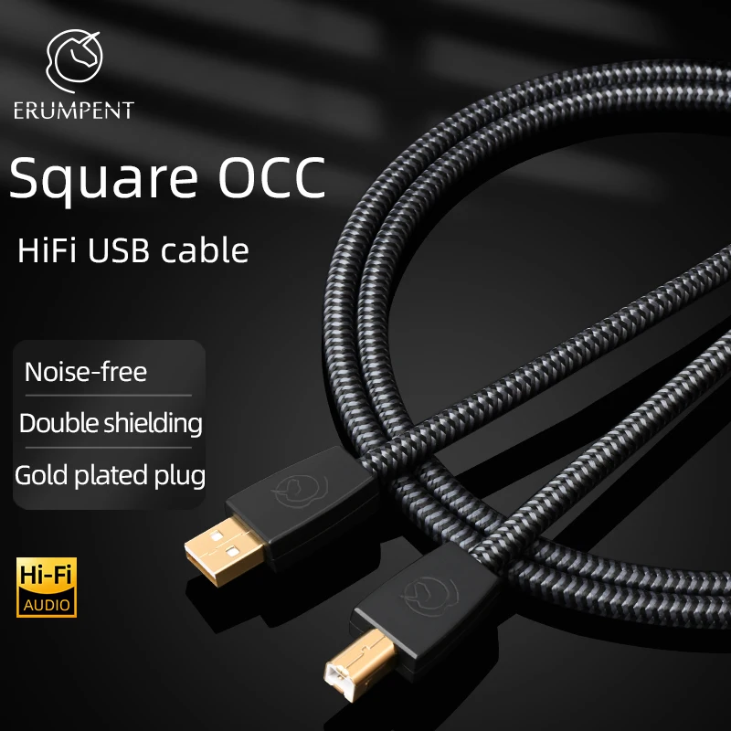 

ERUMPENT HIFI USB OTG Cable USB Type A to B USB Cable High Quality OCC Decoder DAC Sound Card A-B Shield USB Cable