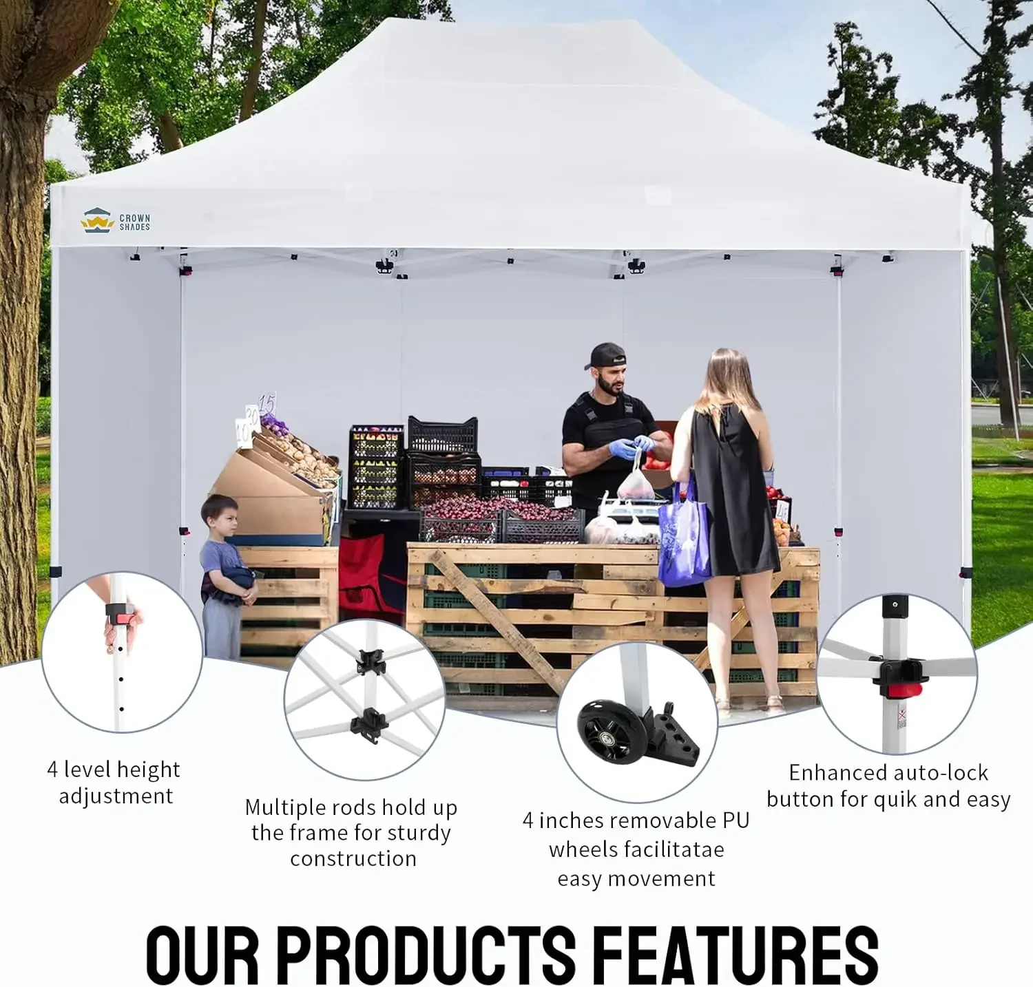 

[Free Shipping, Hot Deal!]10x15 Pop Up Canopy Tent, Thicken Frame Commercial Heavy Duty Tent, 4 Sidewalls 8 Stakes & 4 Sandbags