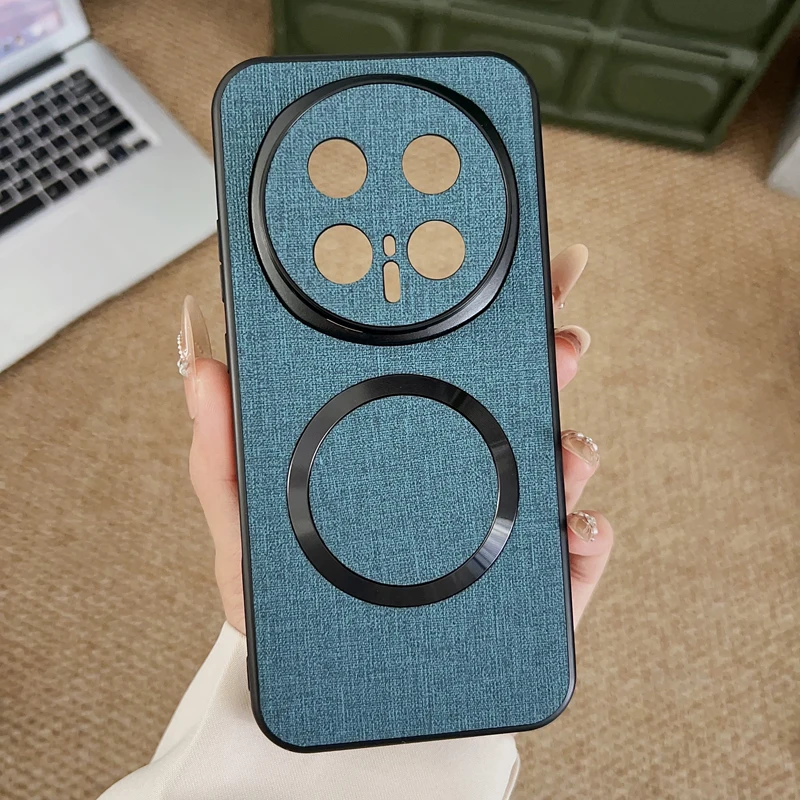 Business Technology Woven Pattern Magnetic Case for Honor Magic 8 Pro 7 Pro Lite Wireless Charge Camera Protect Shockproof Cover