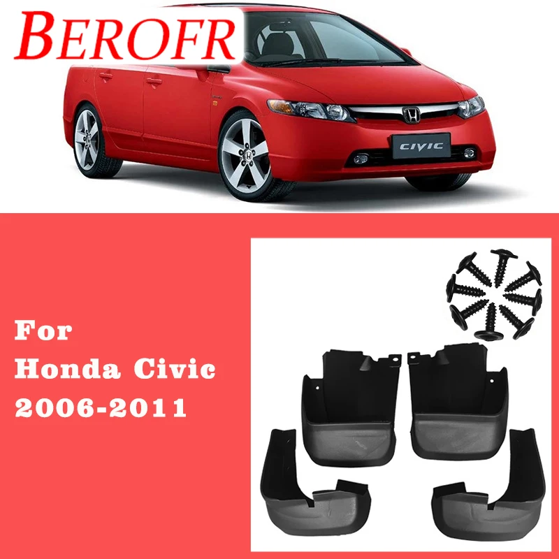 Set Molded Mud Flaps  Mudflaps Splash Guards Front Rear Mud Flap Mudguards Fender  2009 2010 For Honda Civic 2006-2016 2022