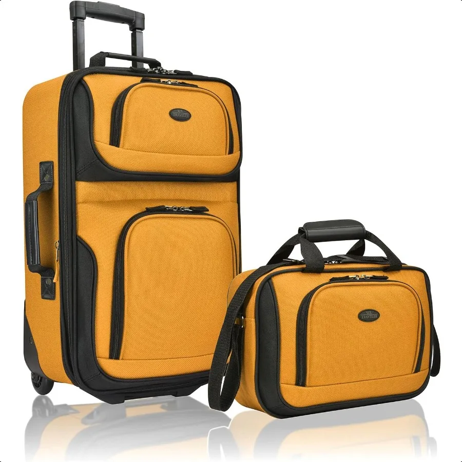 

Rio Fabric Expandable Carryon Lage Rolling Suitcase Orange 2 Wheel Set