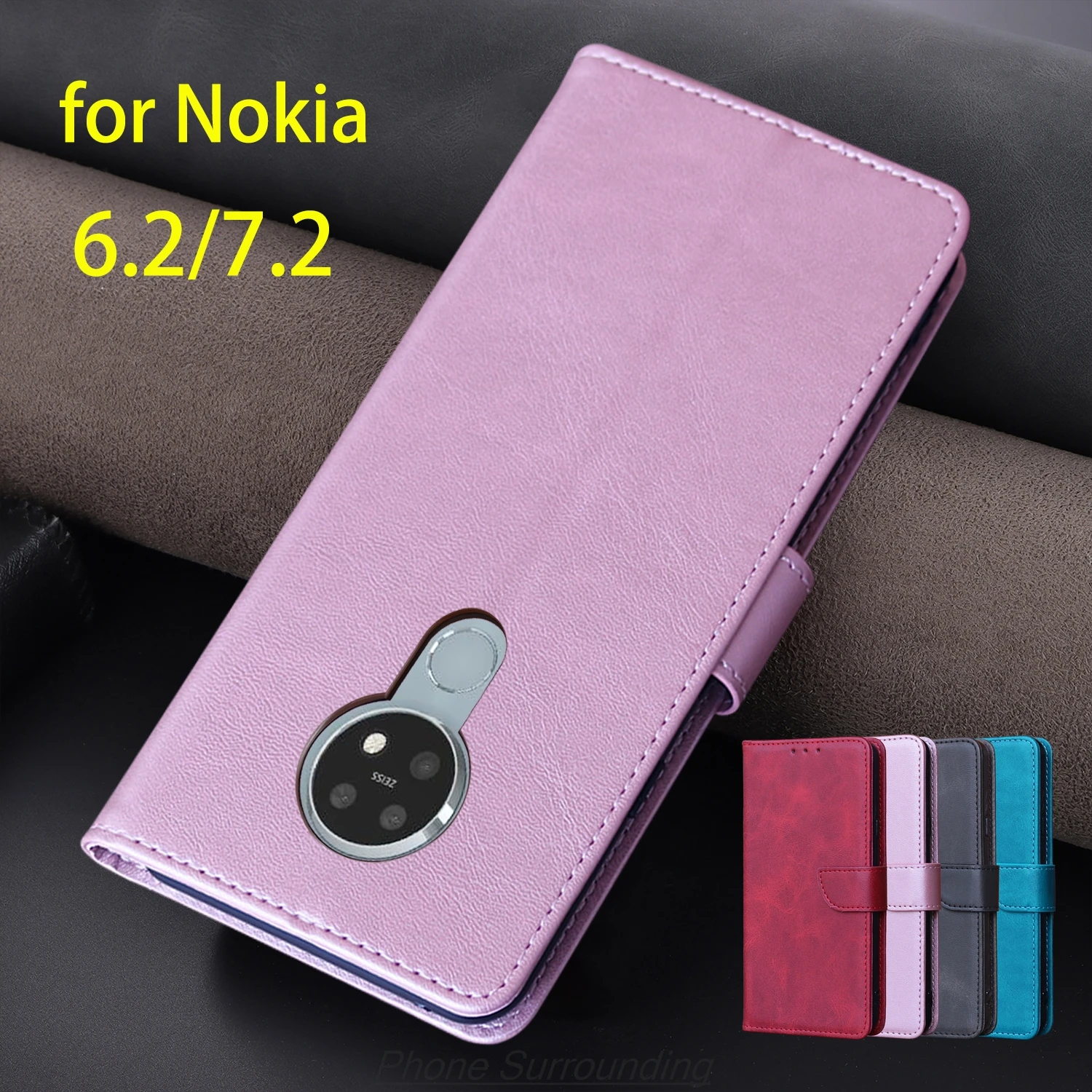 

Wallet Flip Cover Pu Leather Case for Nokia 7.2 / Nokia 6.2 7.2 Card Holder Phone Bags Protective Holster Capa Fundas Coque