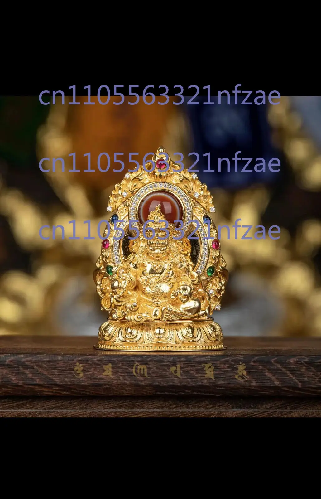 Tybetański buddyzm Miedziany Kamień Szlachetny Żółty Jambhala Bóg Bogactwa Budda Wisiorek Amulet