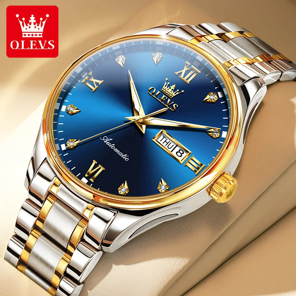 

OLEVS 9955 Mechanical Watches for Men Automatic Business Waterproof Week Calendar Men's Fashion Wristwatch