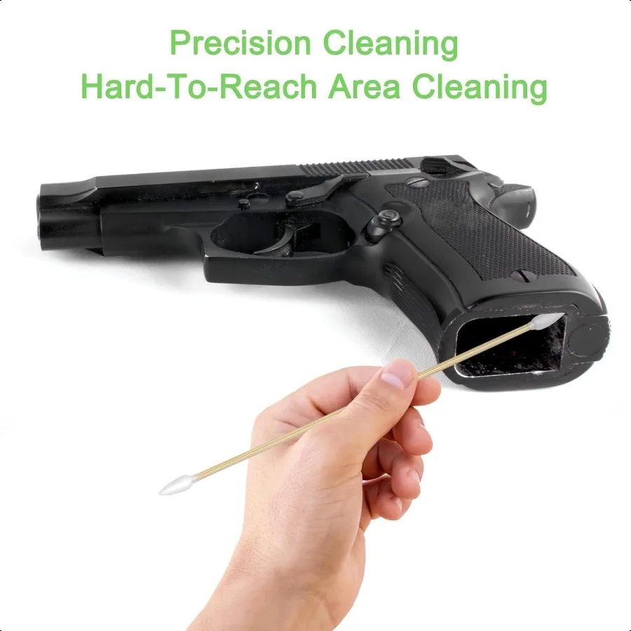 200 Pcs 6 Inch Gun Cleaning Cotton Swabs with Double Pointed Tips Strong Bamboo Sticks Lint Free Long Cotton Swabs for Precisio