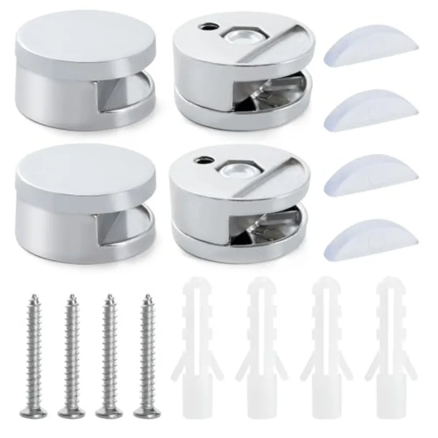 YIXISI 4 Pièces 3-5 mm Pinces à Miroir, Clip en Verre en Alliage de Zinc, Support de Fixation pour Miroir, Pinces à Miroir, avec B