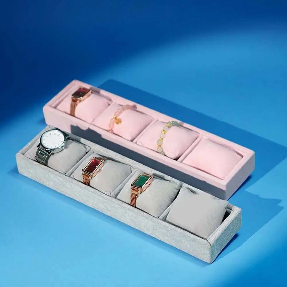 Wristwatch Case Watch Display Holder Flannelette Cloth Multifunction Jewelry Displays Case 4 Grids