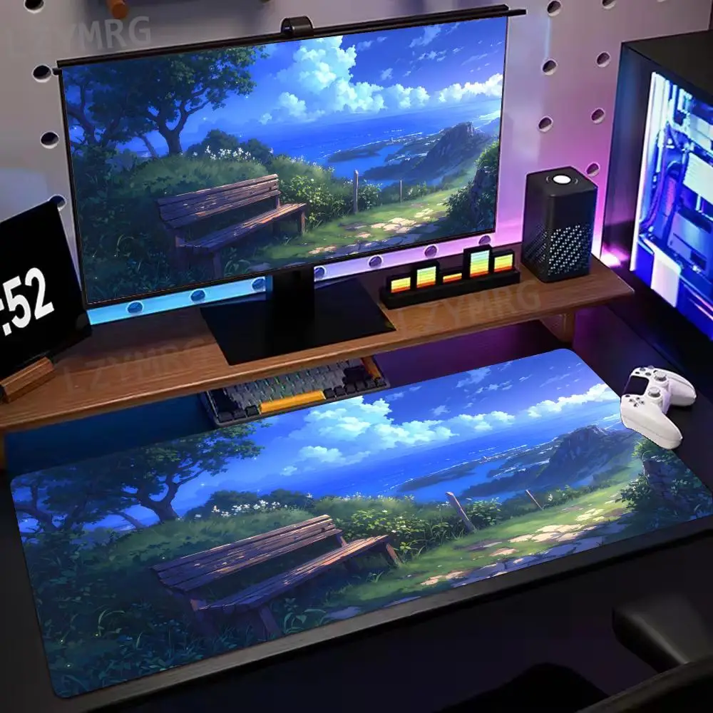 Винтажный коврик для мыши с мультяшной комнатой, большой резиновый противоскользящий коврик для ПК, настольные аксессуары, коврик для мыши для офисов и геймеров, коврик для клавиатуры, декоративный коврик