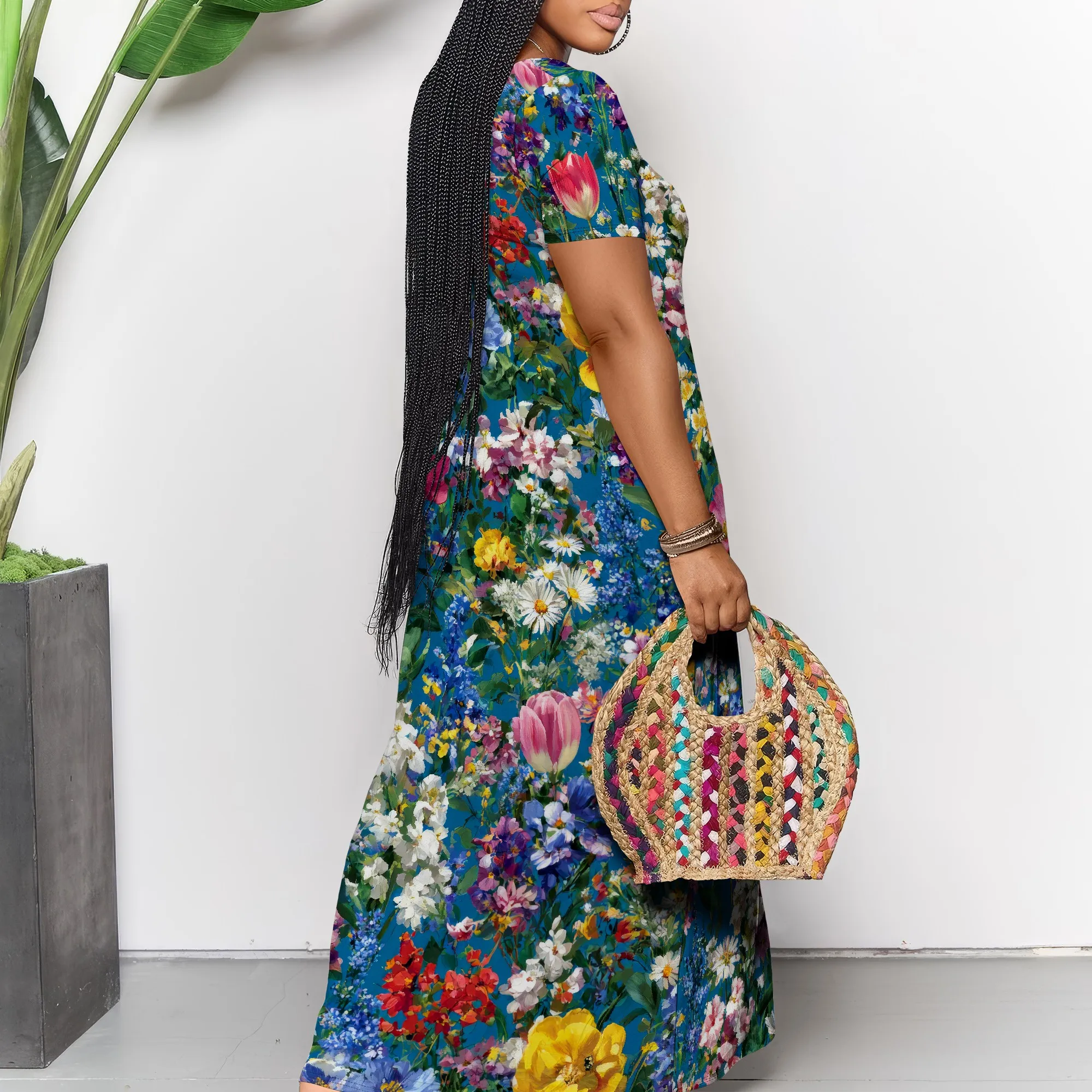 ผู้หญิงฤดูร้อนชุดลําลองแขนสั้นเซ็กซี่ Slim แฟชั่น V คอ Sundress Club Midi Dresses