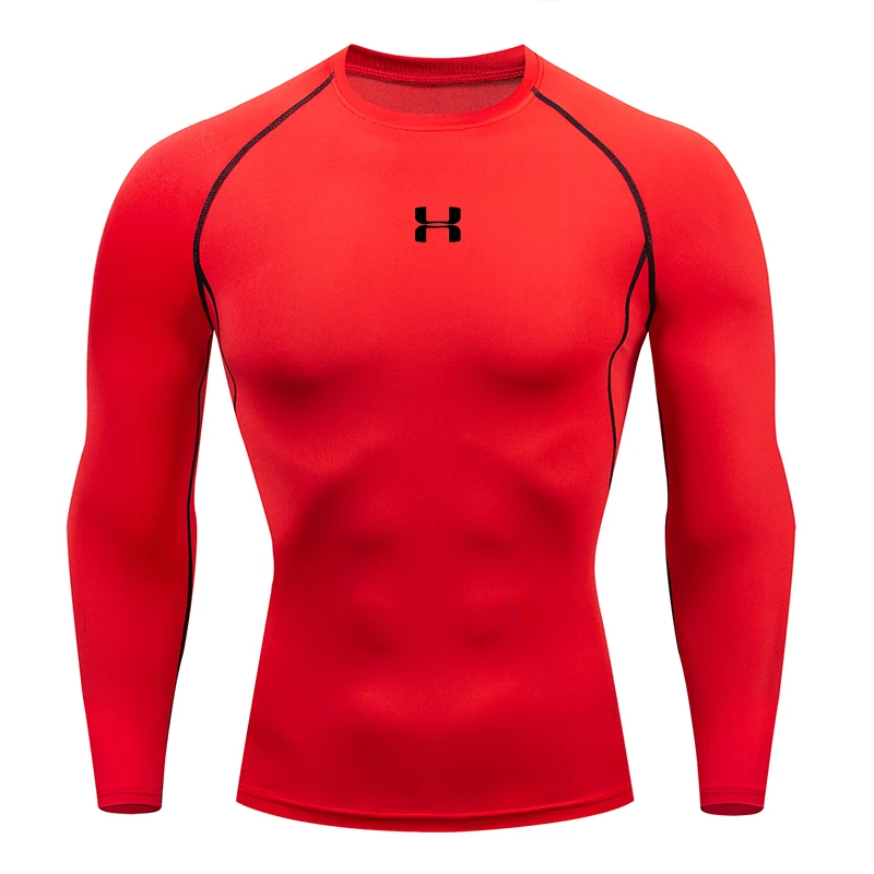 Herren Kompressions-Langarmshirt Schnelltrocknend Muskel-Fit Sportoberteil für Workout Training Bodybuilding Laufen Fitness Sport