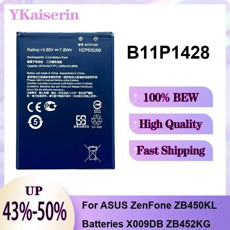 

Mobile Phone Battery Stable Power Supply High-Capacity B11P1428 2070Mah For Asus Zenfone ZB450KL Batteries X009DB ZB452KG