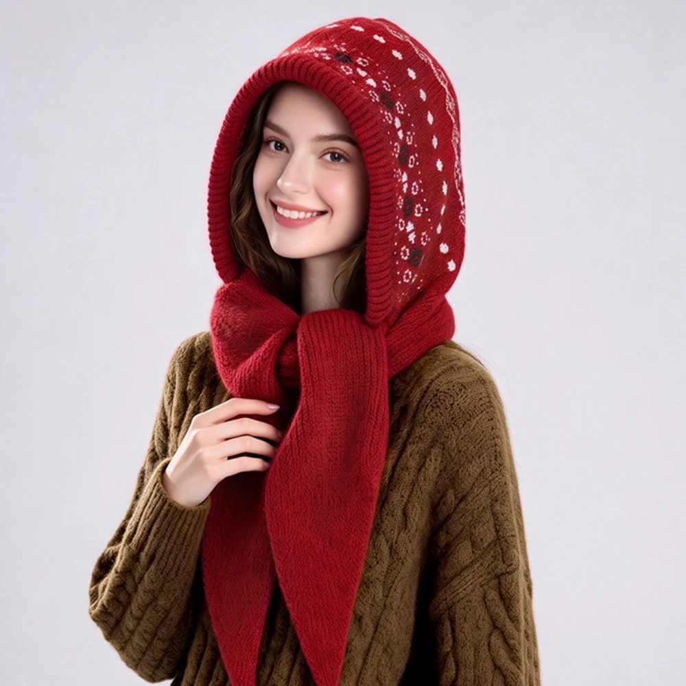 HT5225 High Quality Woolen Blend Skullies Beanies Thick Warm Ski Earflap Cap Women Knitted Beanie Hat Lady Balaclava Winter Hats