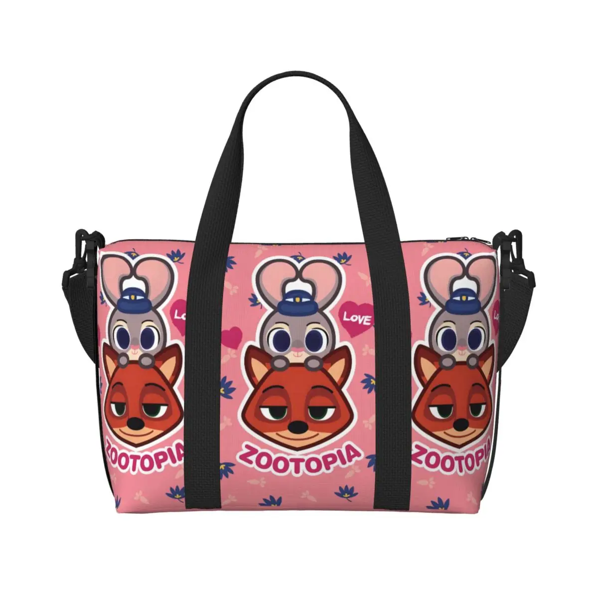 

Custom Large Zootopia Tote Bag Women Judy and Nick Shoulder Shopping Gym Beach Travel Bag