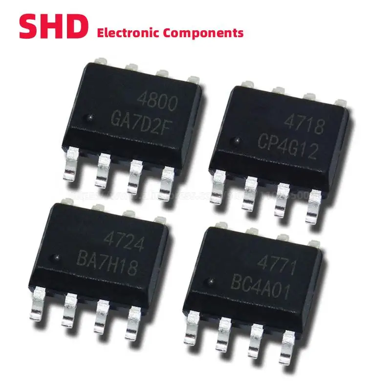 10PCS AO4800 AO4718 AO4720 AO4724 AO4726 AO4728 AO4752 AO4771 AO4772 AO4802 SOP-8 P and N-Channel MOSFET SMD IC