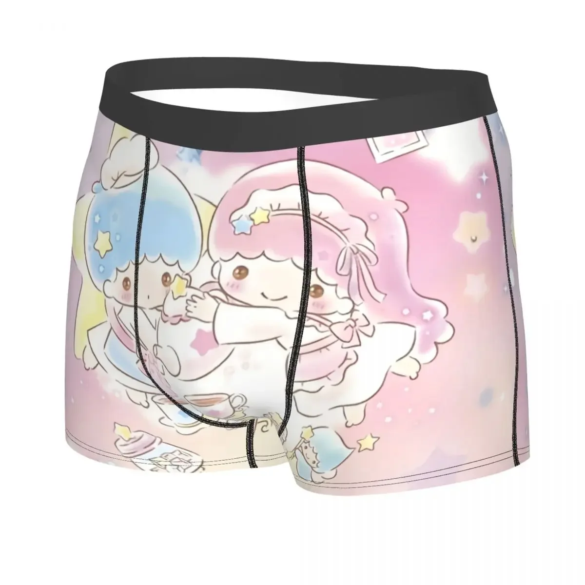 Custom Little Twin Stars Sanrio Cartoon Kiki Lala Boxer Shorts For Men 3D Printed Underwear Panties Briefs Soft Underpants