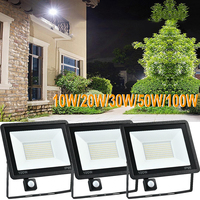 LED PIR Motion Sensor Floodlight Outdoor Wall Lamp White Light 100W 50W 30W 20W 10W IP66 Waterproof LED Spotlight For Garden