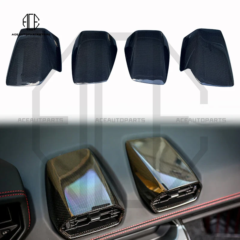 New Arrival 4 Pcs For Lamborghini Huracan LP610 LP580 EVO Air Condition Vent Cover Dry Carbon Fiber Interior Trim Parts Wholesal