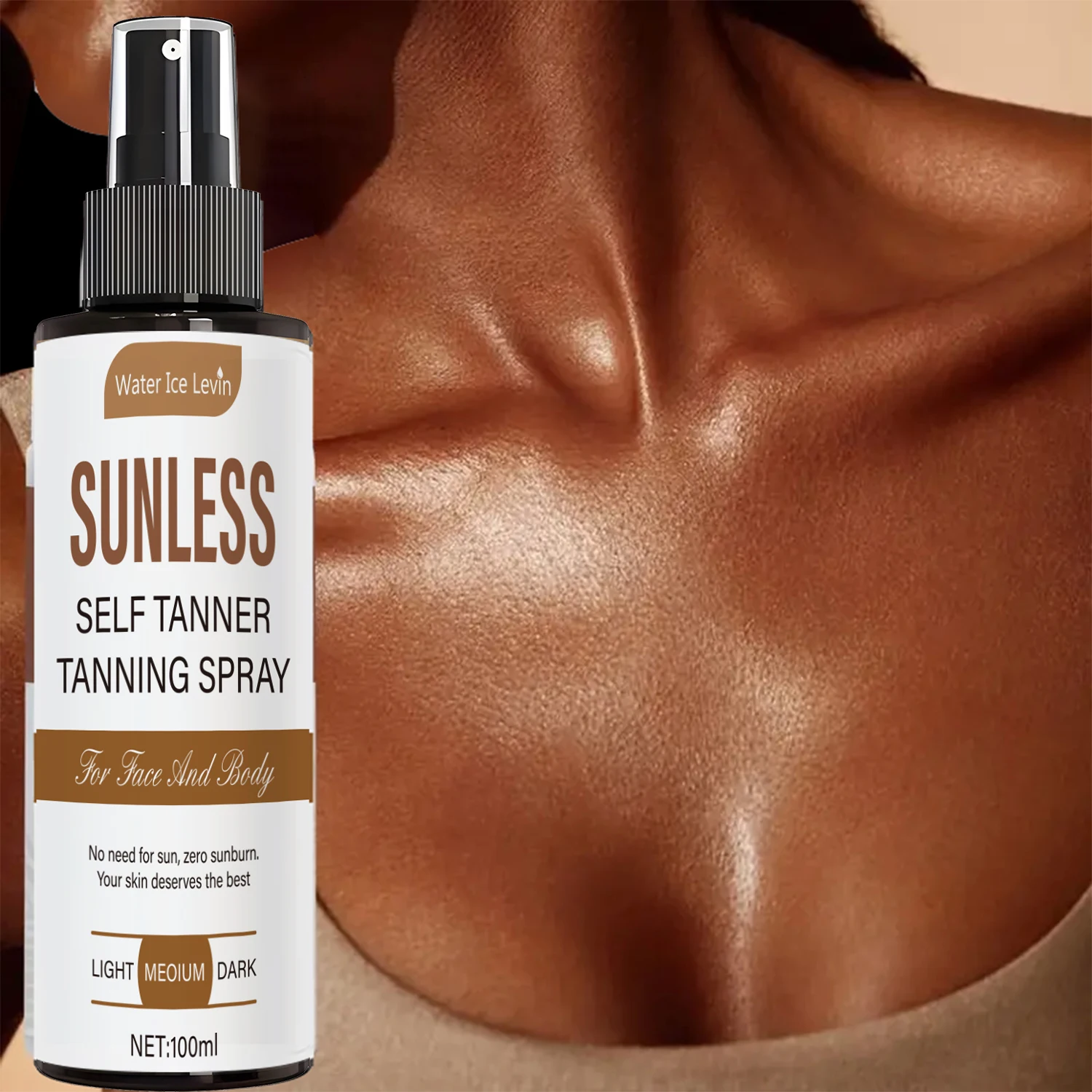 Spray bronceador: tono marrón natural, sin formaldehído, adecuado para hombres y mujeres con color de piel, puedes crear un maquillaje solar desde un minuto, solución bronceadora para interiores