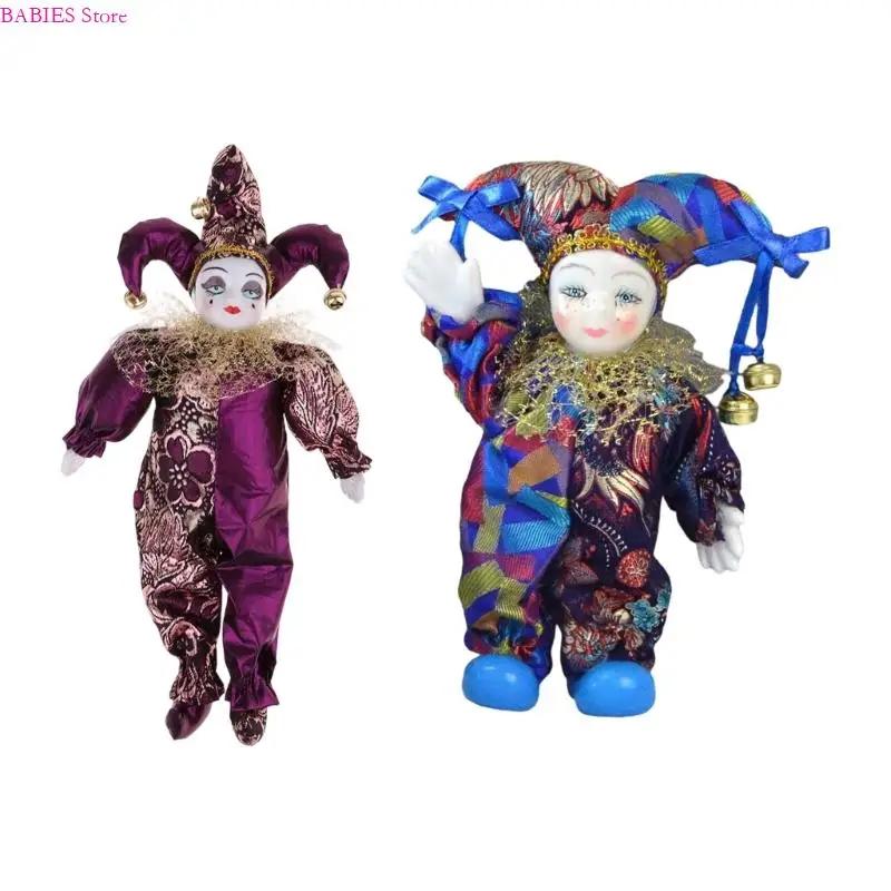 

C9GB Posable Clown Puppet Doll с костюмом фестиваля керамики на день рождения Новый год подарки для всех возрастов