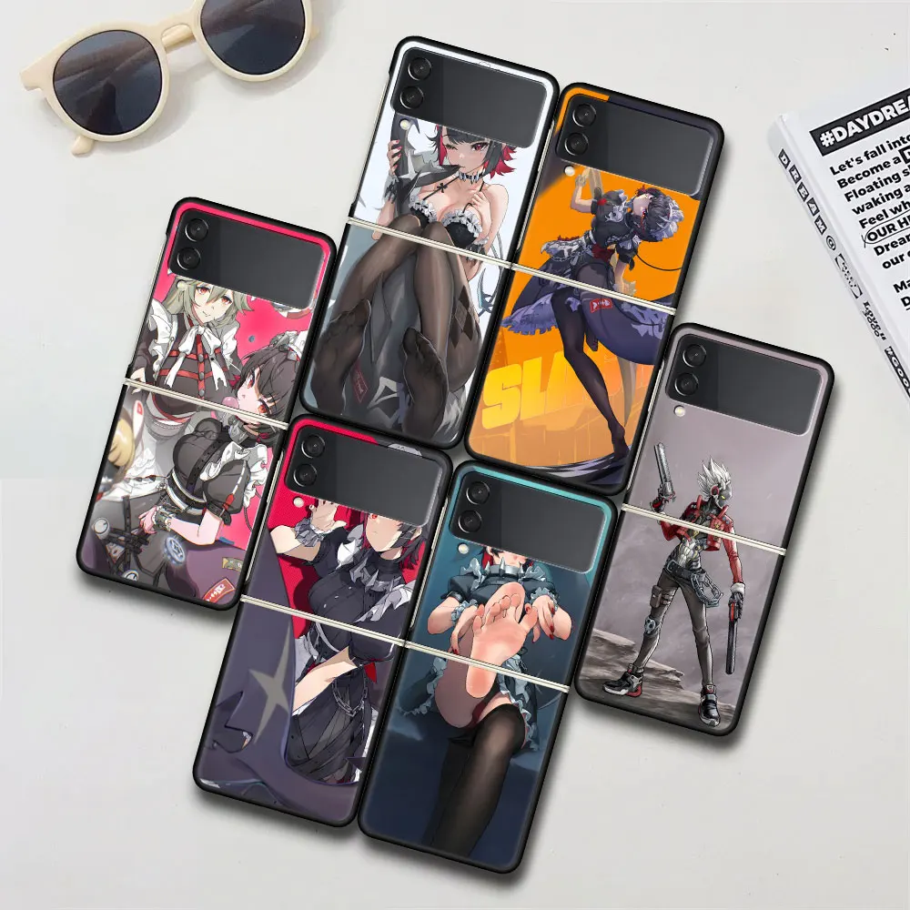 Ellen Joe Zenless Zone Zero Case for Samsung Galaxy Z Flip 4 3 5G Hard Black Phone Capa Flip4 Flip3 PC Cover Zflip3 Zflip4 Shell