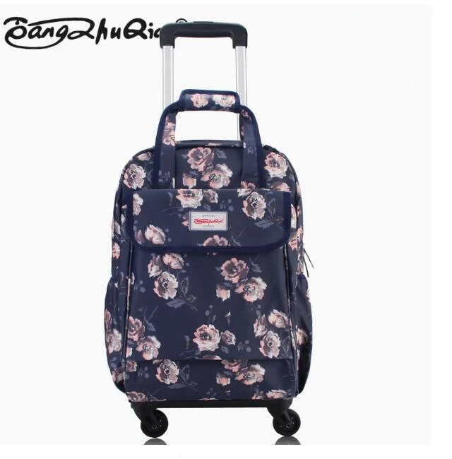 Women Carry-on Hand luggage Trolley Bags Spinner Suitcase  Oxford Wheeled Backpacks bags on wheels Rolling Luggage Backpack bags