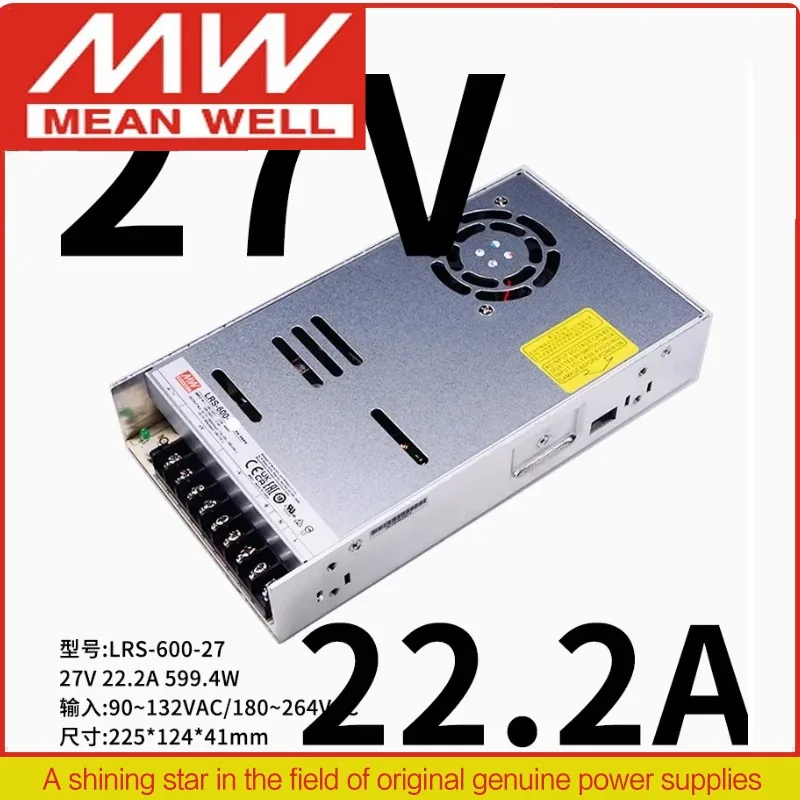 

MEAN WELL 600W Single Output Switching Power Supply LRS-600-27 | 27V 0~22.2A