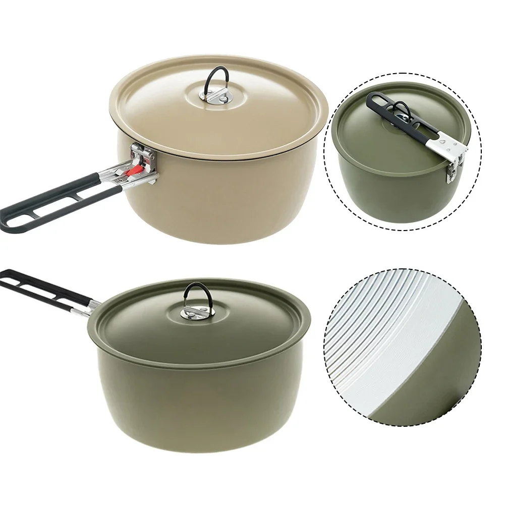 Portable Frying Pan For Camping Lightweight Non-slip Foldable Handle Heating Pot With Lid For Outdoor Picnic Cookware Frying Pan