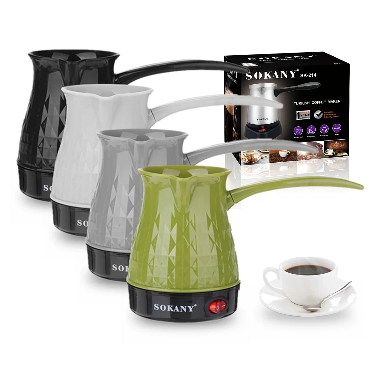 Portable Turkey  Coffee Machine Glass DesignTurkish Coffee Pot Maker Heaters Stove Hot Milk Water Mocha Heating 5 Cups