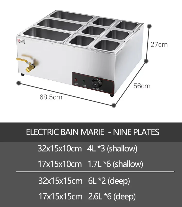 

-Hotel Restaurant Chaffing Dish Buffet Electric Counter Top Food Warmer Bain Marie