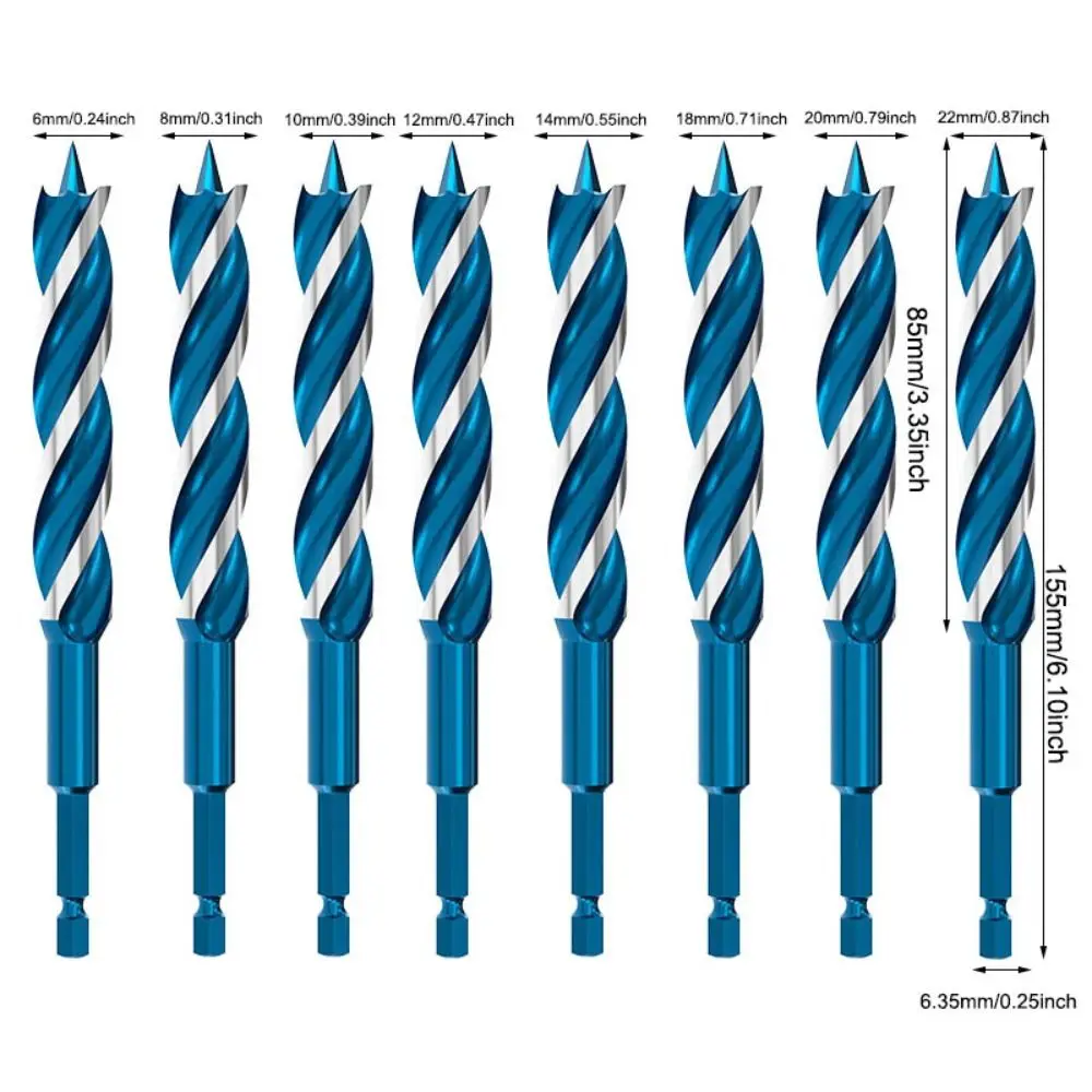 Wiertło kręte 6mm-22mm przedłużenie do cięcia gwintów konstrukcja bez kołnierza wiertło do obróbki drewna czteropunktowe wiertło bez zadziorów