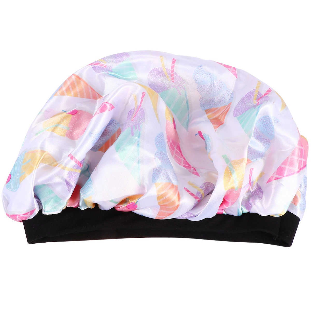 

1pc Wide-Brimmed Satin Sleeping Chemotherapy Hat Printed Hair Care Cap For Women Night Wear Elastic Head Wrap Turban Style