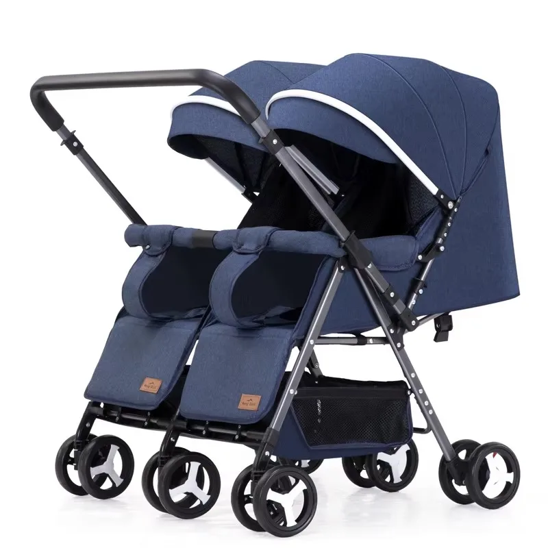 EG26 Twin Baby Stroller, Foldable Reversible Pushchair, Shock Absorbing Double Pram, Compact Travel Carriage For Babies