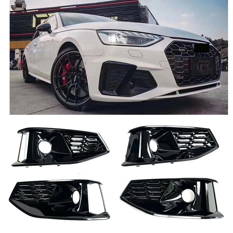 For 2020-2024 Audi A4L Special Fog Light Modification All Black Grille Black Warrior Appearance Modification Parts