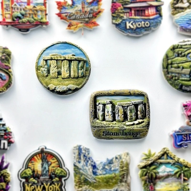 مغناطيس الثلاجة Stonehenge - تذكار معلم بريطاني ثلاثي الأبعاد، ديكور فني جديد غامض، هدية أوروبية فريدة مع مغناطيس قوي #1