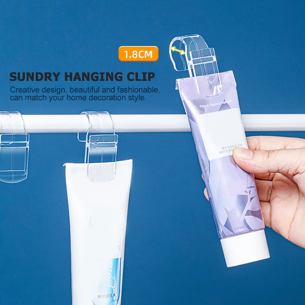 12Pcs Bathroom Storage Clips Transparent Hanging Clip Hooks Magnetic Multifunctional Organizer for Toothpaste Towels Facial