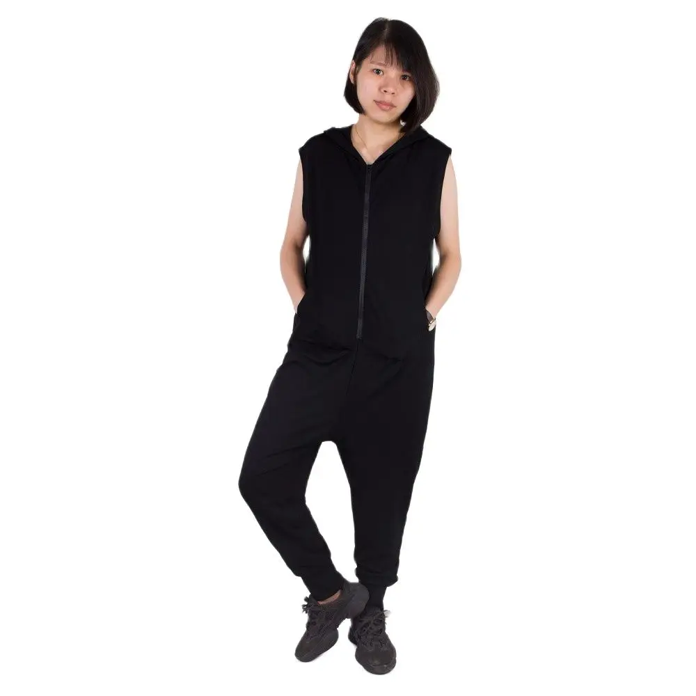 Fashion Hip Hop Dance Costume Stage Performance Wear European Loose Harem Jazz Black Jumpsuit Streetwear Casual One Piece Pants