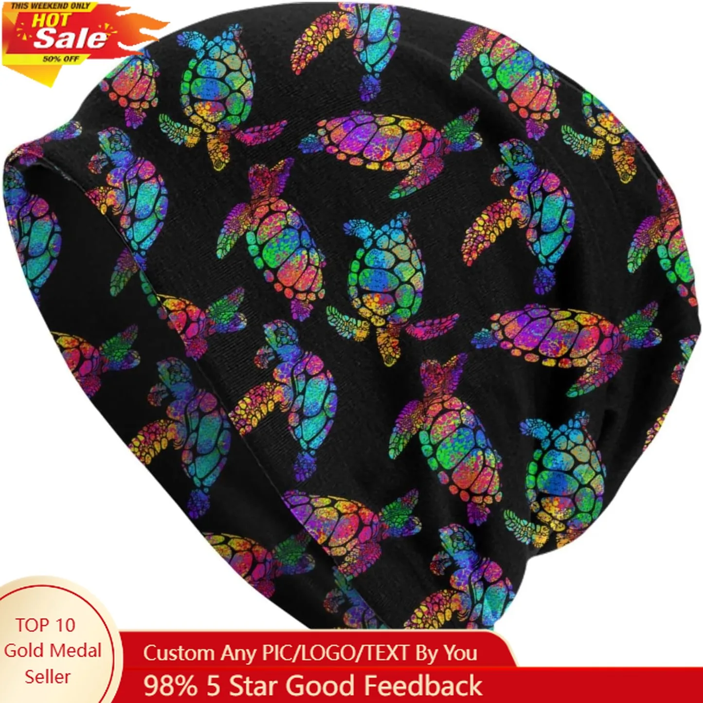 

Sea Turtle Beanie Chemo Hat Cancer Headwear Knitted Hats Baggy Slouchy Scarf Cap for Adults Women Men