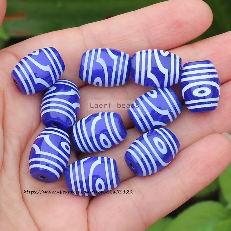 Good Qulity! 11-12x15-16mm Blue Ancient Tibet Dzi Agate Beads,Lucky Symbol,Powerful Amulet,For DIY Jewelry Making !