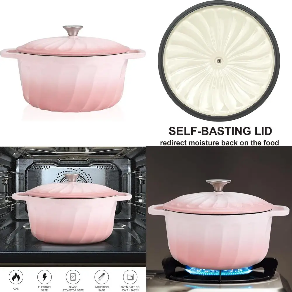 

6-литровая эмалированная чугунная голландская духовка для выпечки хлеба, сверхпрочная посуда для пайки и выпечки с крышкой